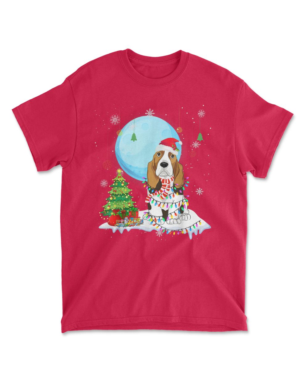 Cute Basset Hound Christmas Dog Light Tree Xmas