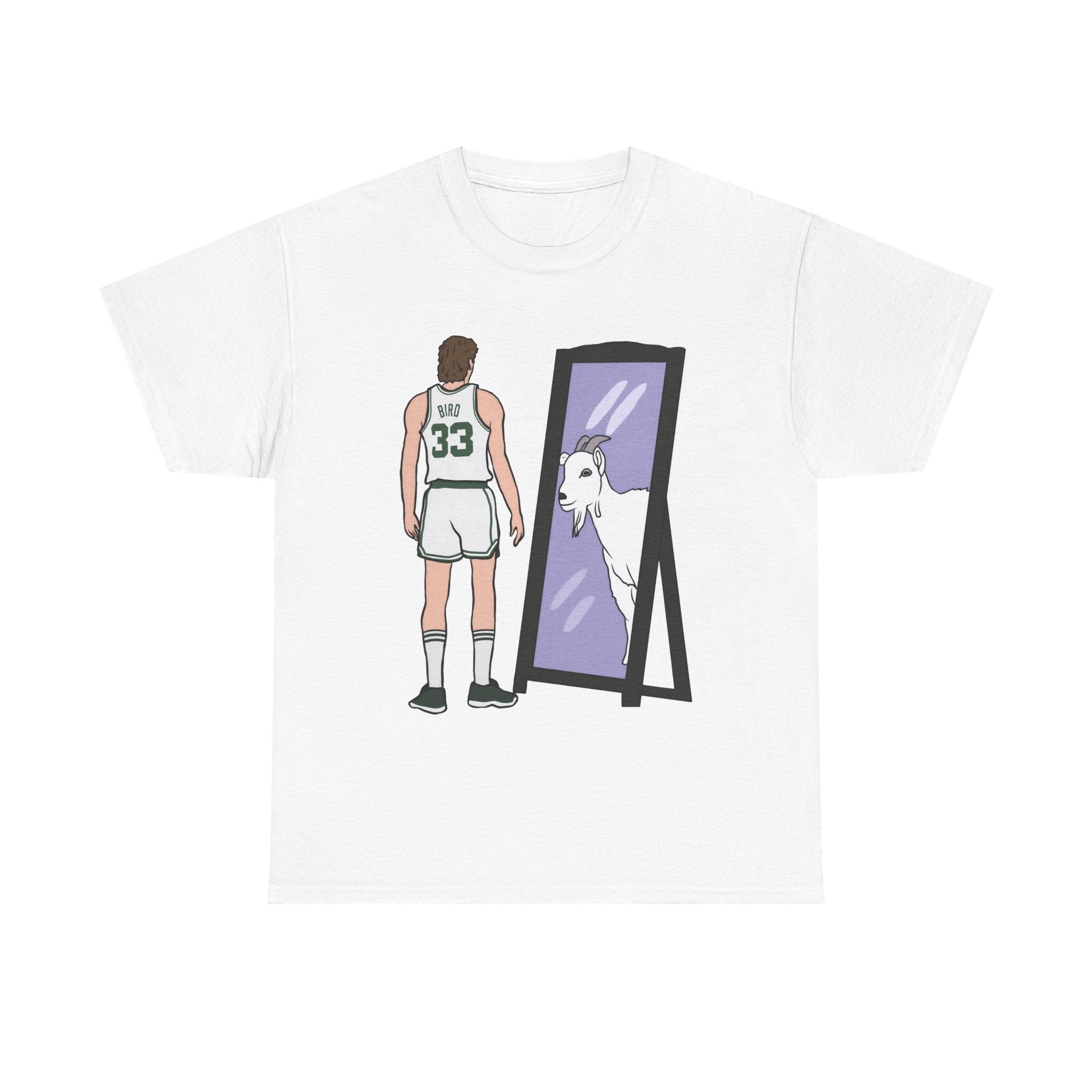 Larry Bird 'Mirror GOAT' T-Shirt — Retro Basketball Legend Tee