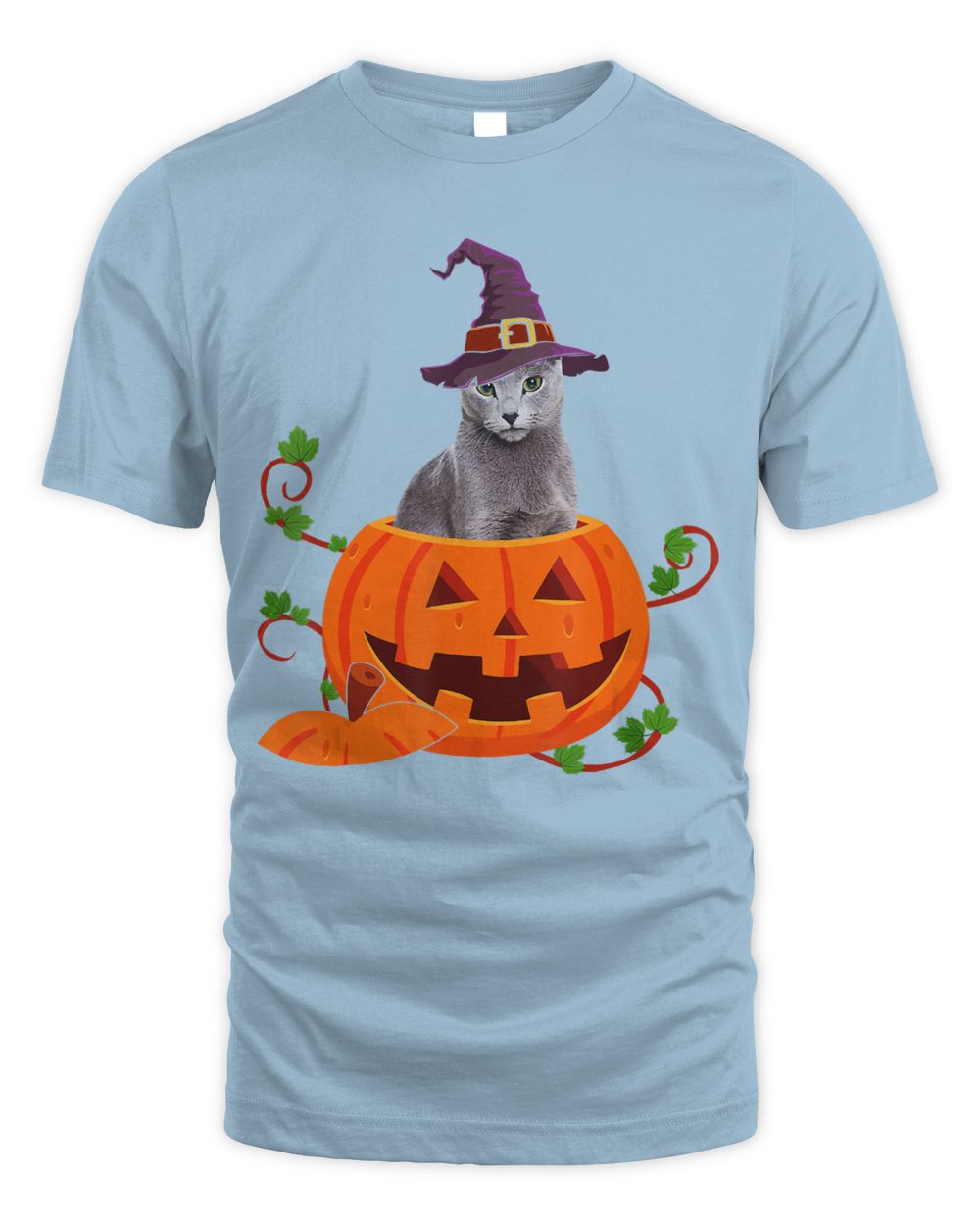 Cat Lover Gifts Funny Russian Blue Pumpkin Halloween T-Shirt