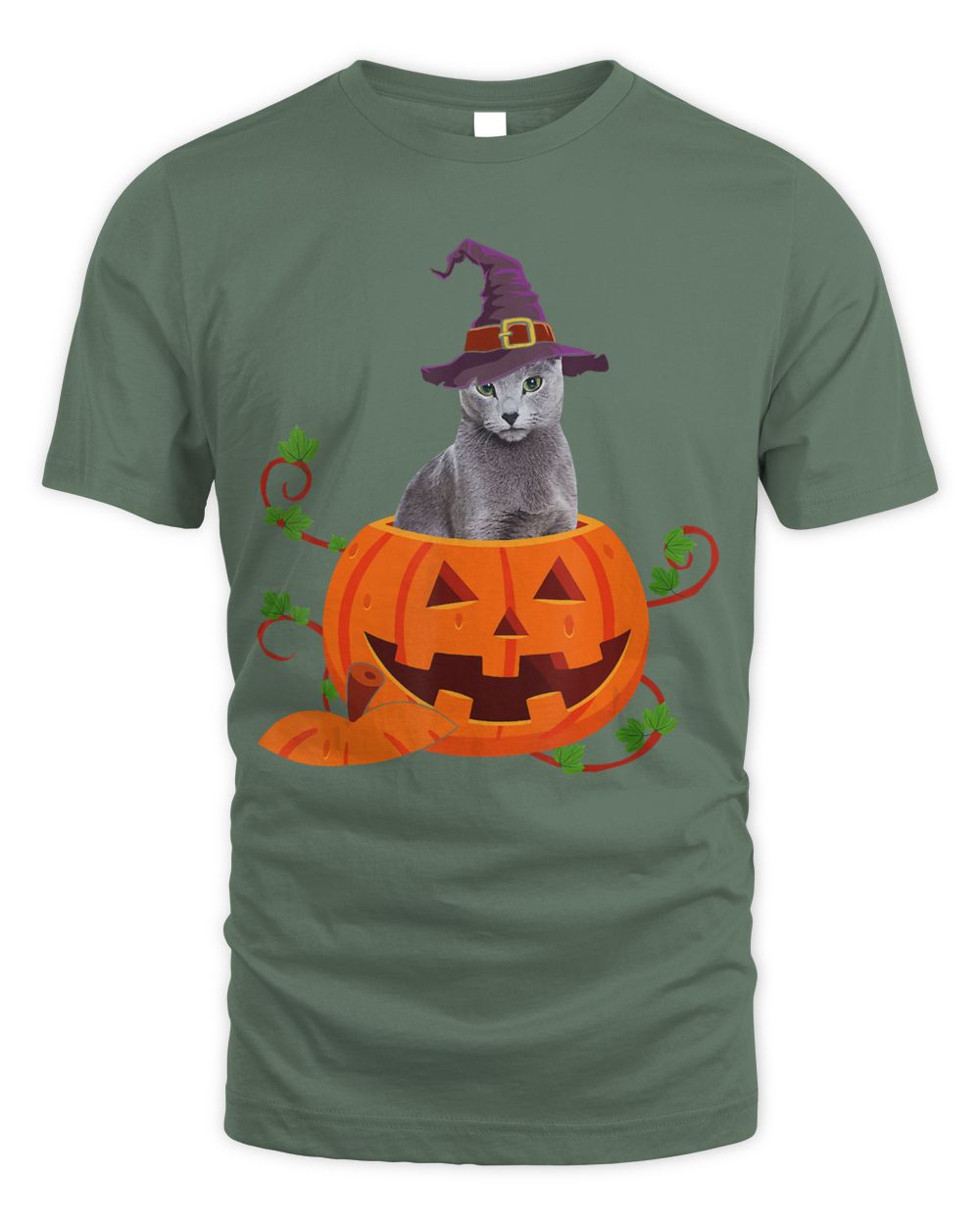 Cat Lover Gifts Funny Russian Blue Pumpkin Halloween T-Shirt