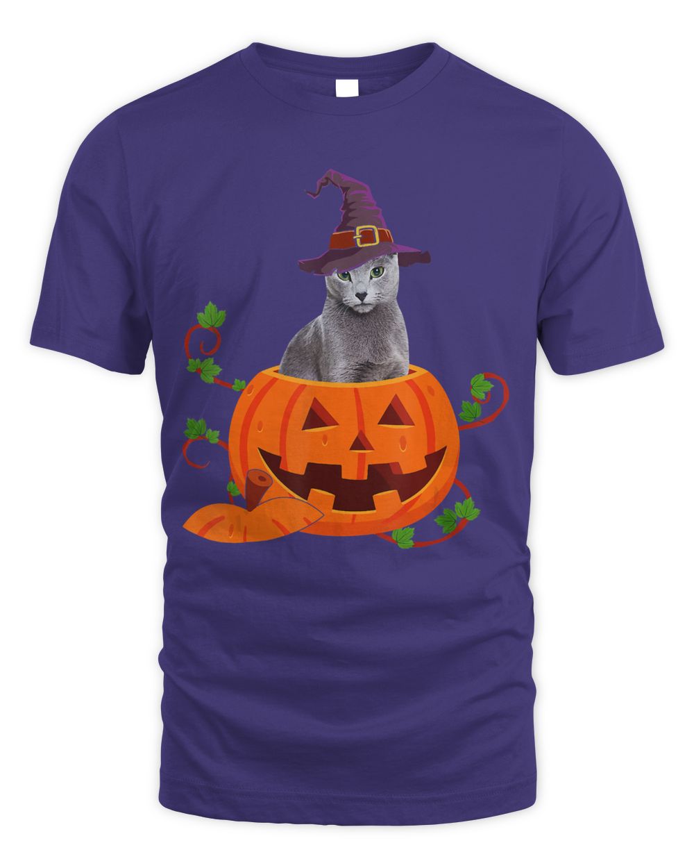 Cat Lover Gifts Funny Russian Blue Pumpkin Halloween T-Shirt