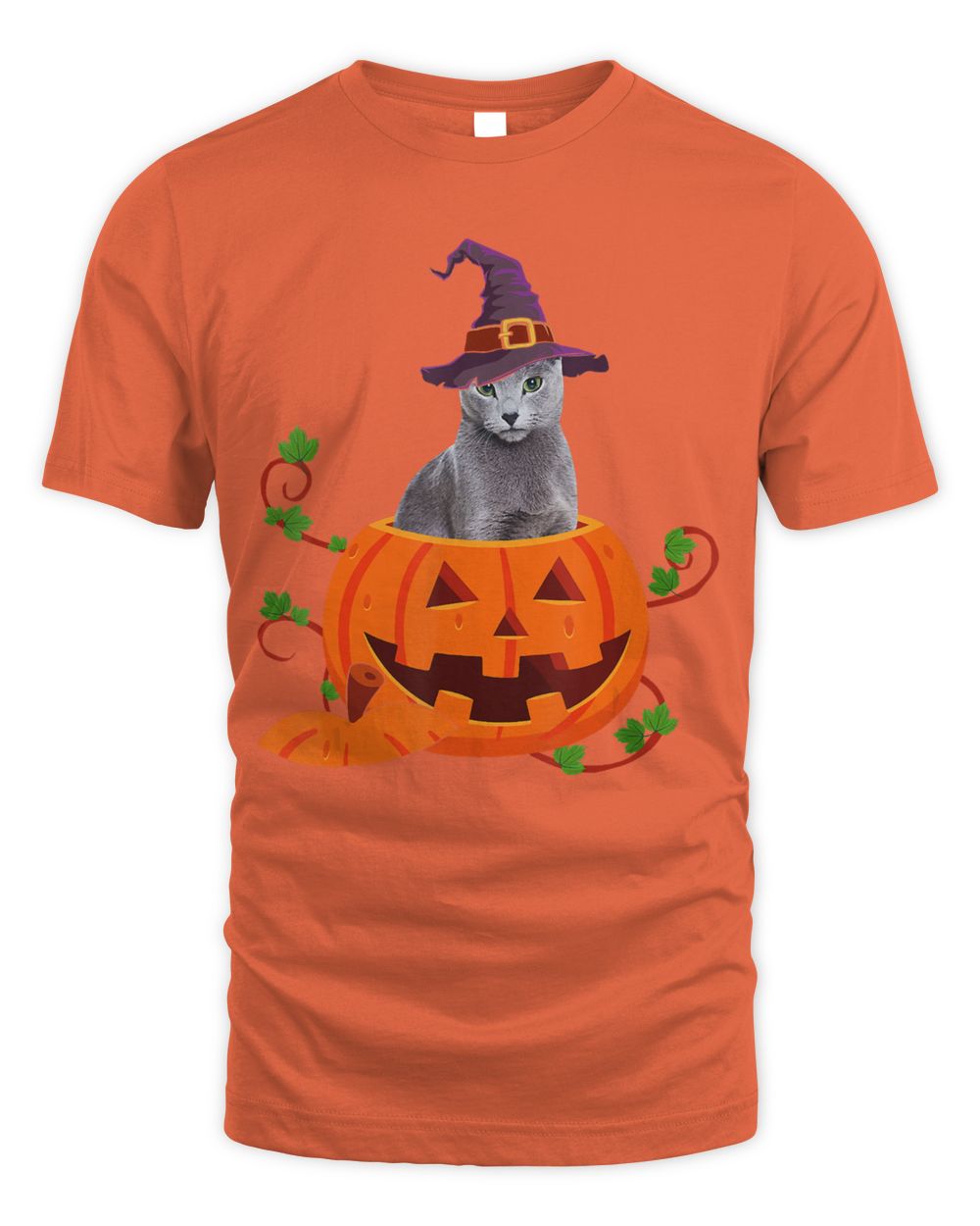 Cat Lover Gifts Funny Russian Blue Pumpkin Halloween T-Shirt