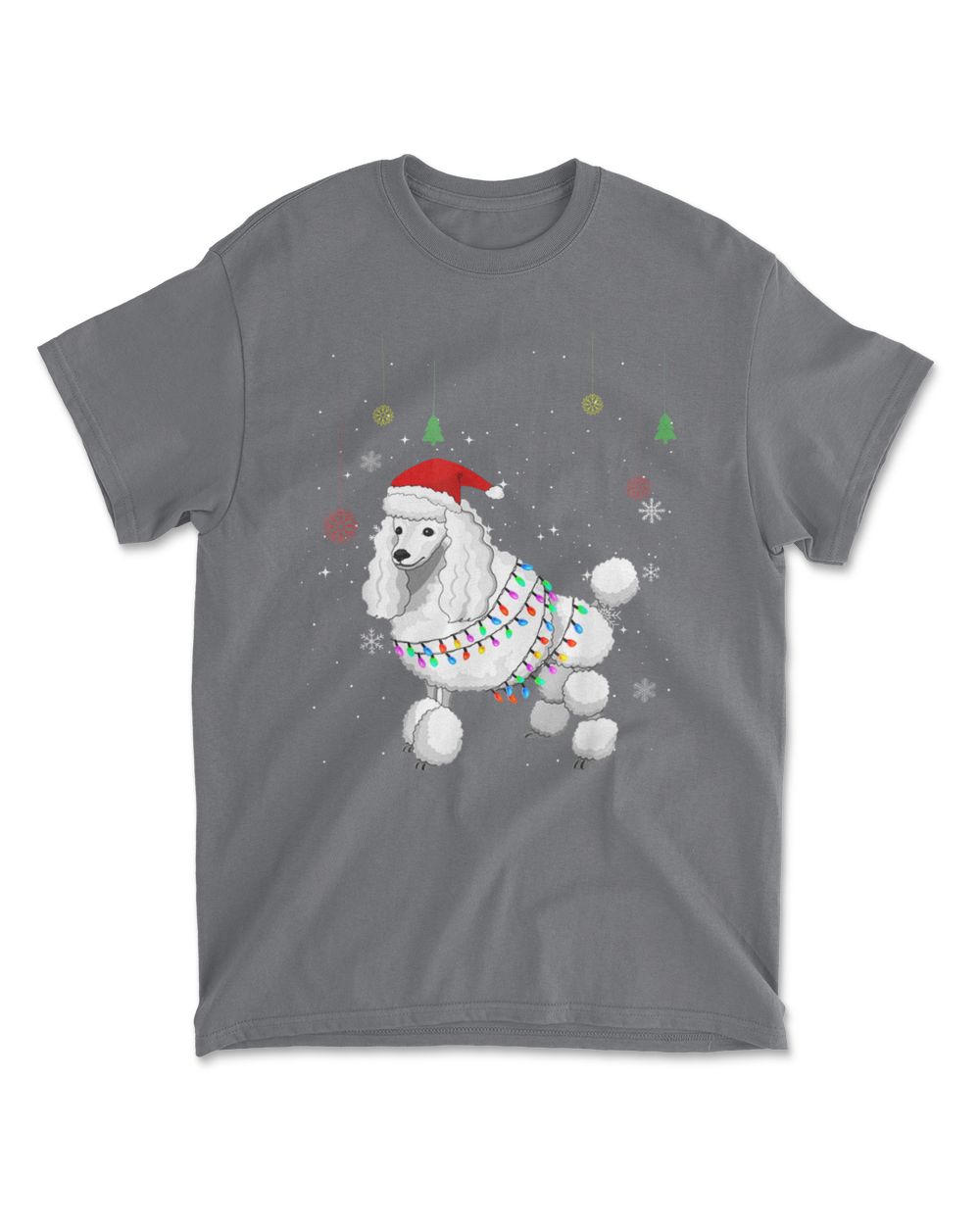 Funny Standard Poodle Dog Santa Hat Christmas Lights
