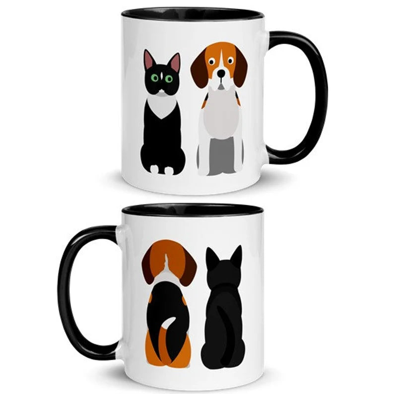 Beagle and Tuxedo Cat Mug: Unlikely Friends Coffee Cup