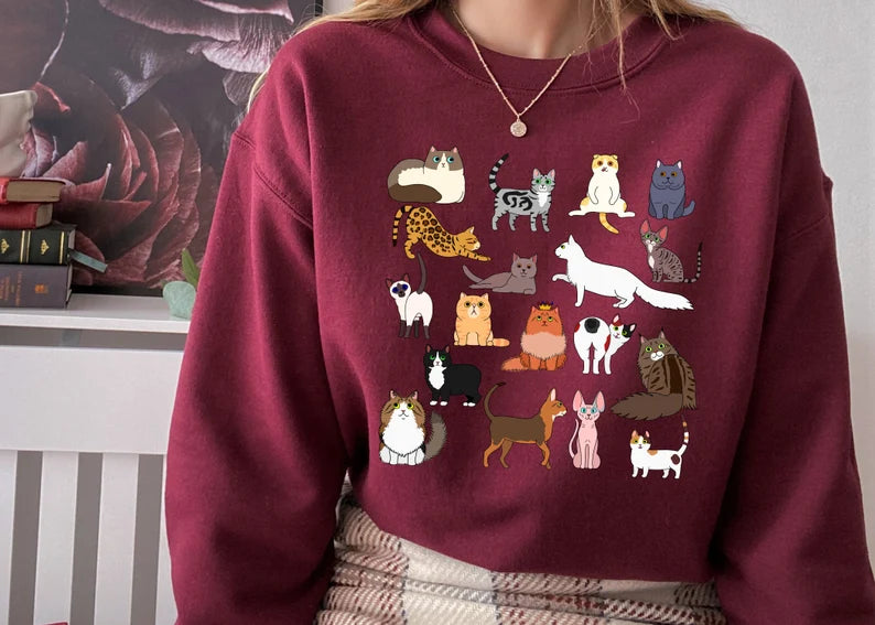 Doodle Cat Theme Shirt, Cottagecore Shirt, Cat Shirt, Cat Lover Shirt, Aesthetic Shirt, Teacher Shirt, Birthday Shirt