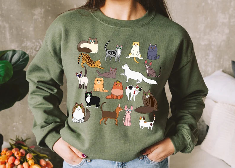 Doodle Cat Theme Shirt, Cottagecore Shirt, Cat Shirt, Cat Lover Shirt, Aesthetic Shirt, Teacher Shirt, Birthday Shirt