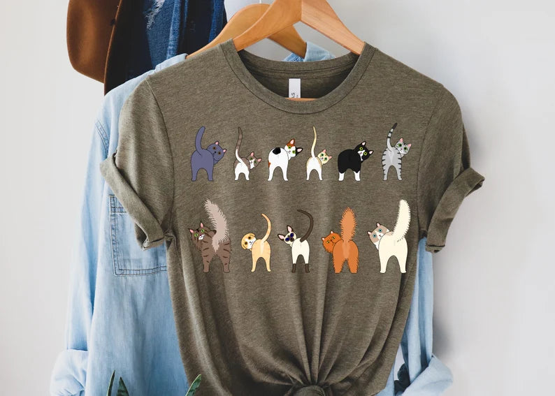 Doodle Cat Butt Theme Shirt, Cottagecore Shirt, Cat Shirt, Cottage Core, Aesthetic Shirt, Teacher Shirt, Birthday Shirt