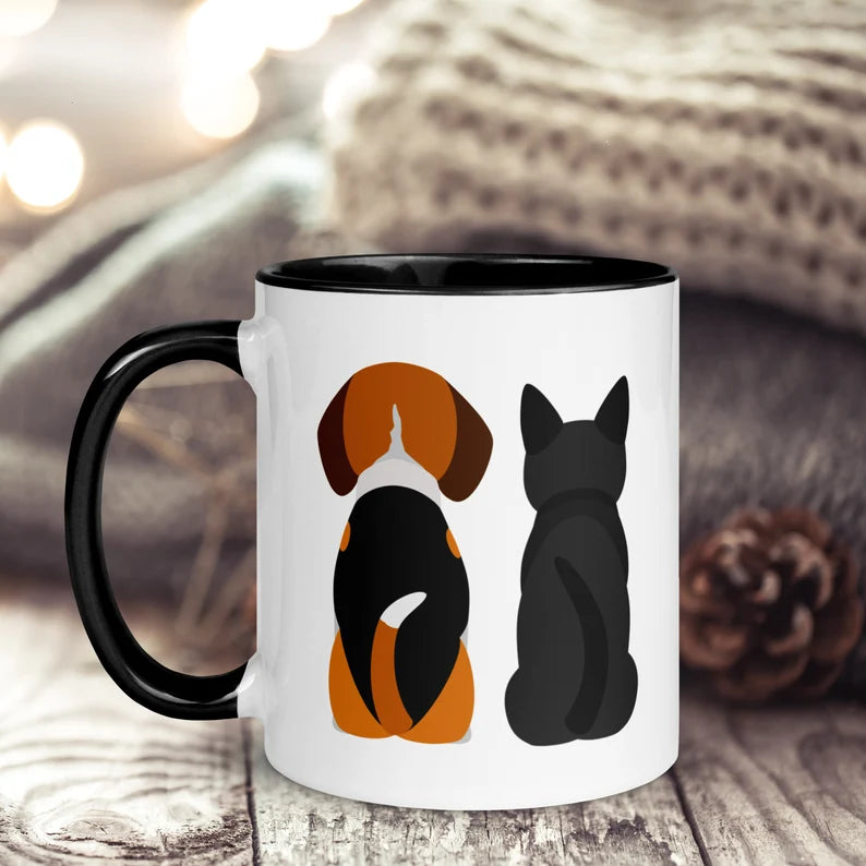 Beagle and Tuxedo Cat Mug: Unlikely Friends Coffee Cup