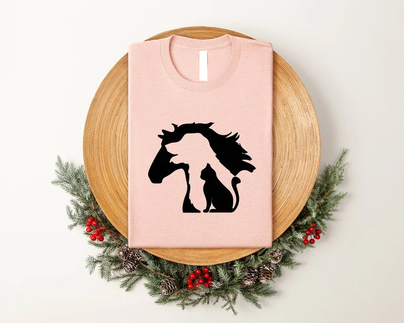Animal Lover Shirt: Horse, Dog, Cat Graphic Tee