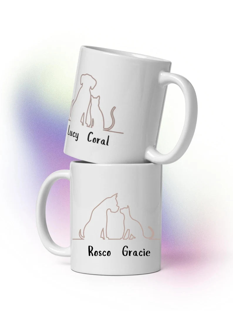 Personalized Dog and Cat Mug: Custom Pet Name Ceramic Mug