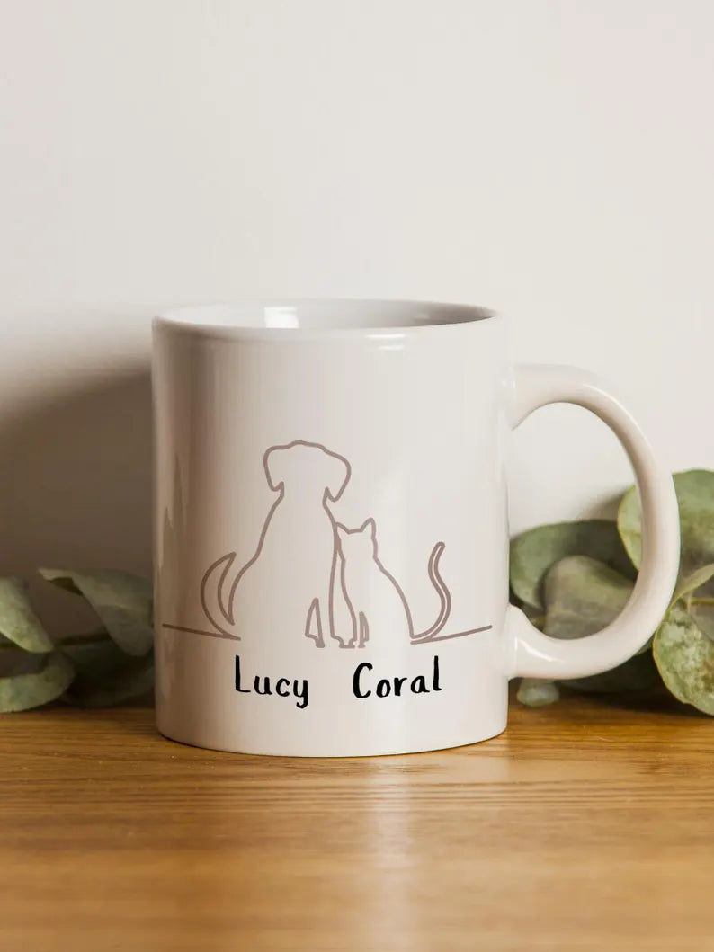 Personalized Dog and Cat Mug: Custom Pet Name Ceramic Mug