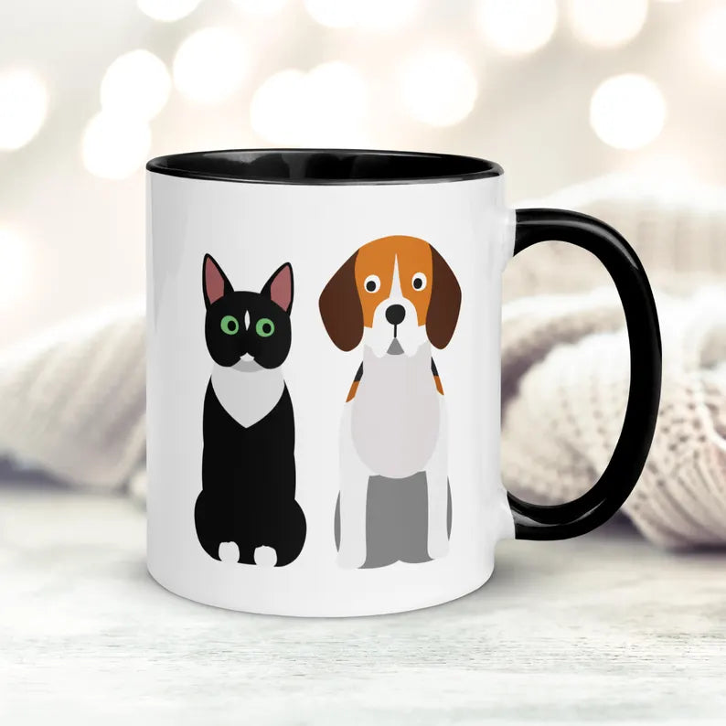 Beagle and Tuxedo Cat Mug: Unlikely Friends Coffee Cup