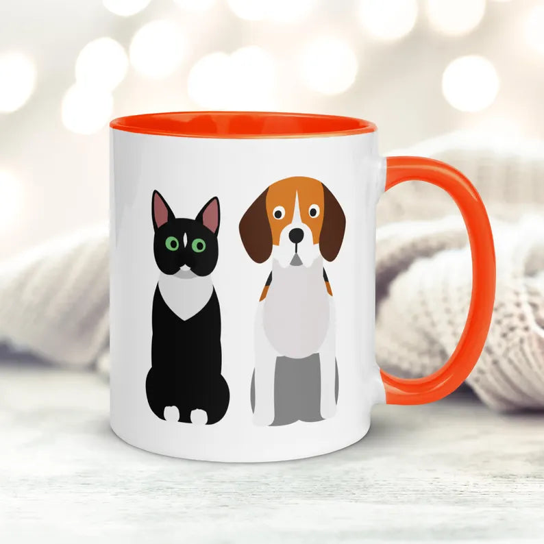 Beagle and Tuxedo Cat Mug: Unlikely Friends Coffee Cup