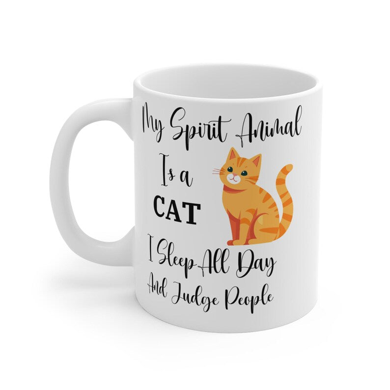 Cat Mom Mug, Funny Coffee Mug, Cat Lover Gift, Sleep All Day Mug, Judging People, My Spirit Animal, Cat Lady Gift