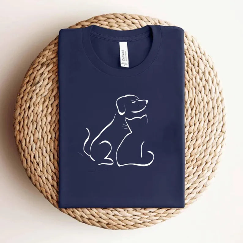 Dog and Cat Shirt Dog Mom Shirt Dog Lover Shirt Custom Dog Cat Shirt Cat Dad shirt Pet Lover Gift for Him, Cat and Dog Tee