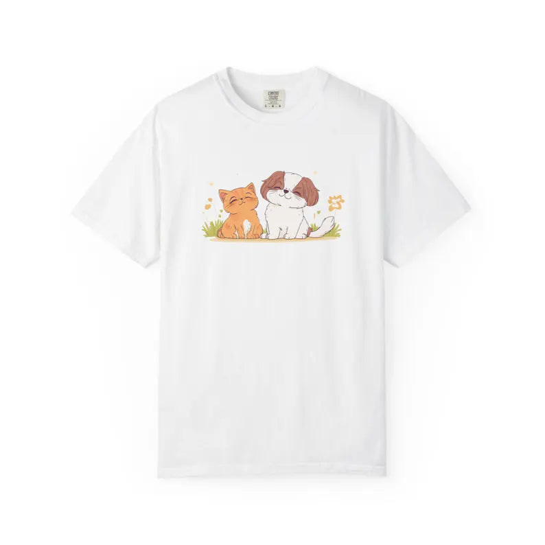 Cute Pet Lovers Unisex T-Shirt, Cat and Dog Graphic Tee, Animal Lovers Gift, Casual Wear, Birthday Gift, Everyday Style