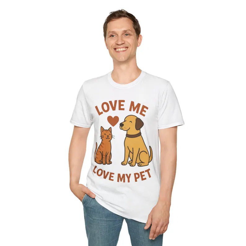 Love Me Love My Pet T-Shirt | Cat and Dog Graphic Tee Damarkstores