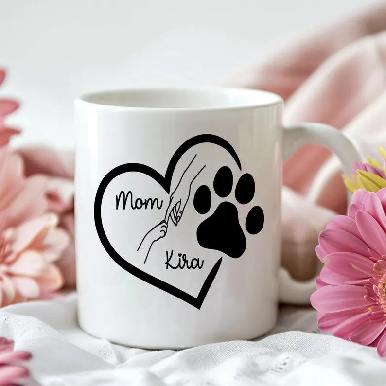 Personalized Dog Mom Mug Custom Pet Name Ceramic Coffee Cup Gift