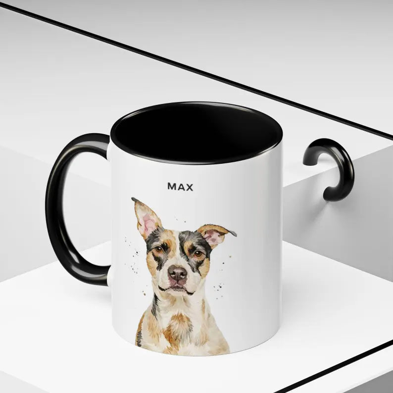 Custom Pet Portrait Coffee Mug, Personalized Dog Mom Gift, Handmade Ceramic Mug, Personalized Pet Mugs Dog Mom Mug Cat Dad Mug New Dog Mug