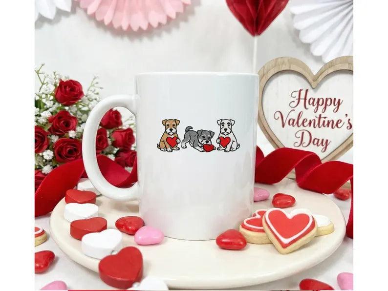 Schnauzer Mug, Cute Minature Schnauzer Mug, Dog Lover Gift, Schnauzer Mom Cup, Valentine Schnauzer Heart Mug, Pet Lover Gift for Her 15 oz