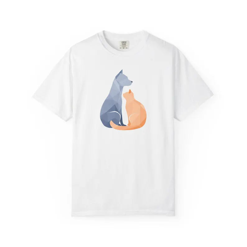 Geometric Cat and Dog illustration T-shirt | Pet Lover Graphic Tee