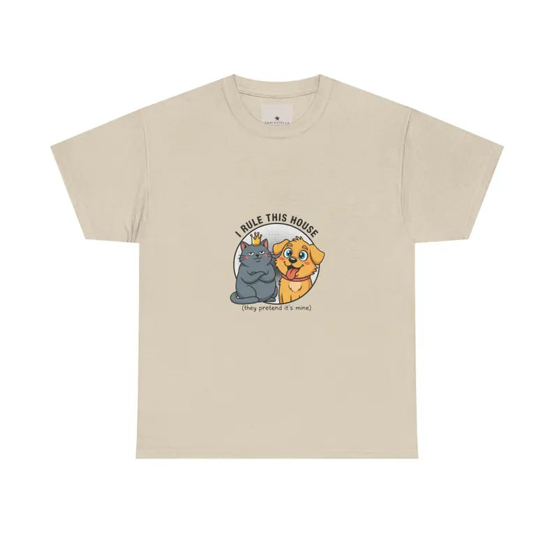 I Rule This House cat duo T-Shirt | Cute Cat Illustration, Dog Rivalry Tee