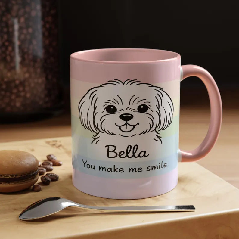 Custom Dog Mug Rainbow, Personalized Dog or Cat Portrait Photo, Memorial Pet Gift