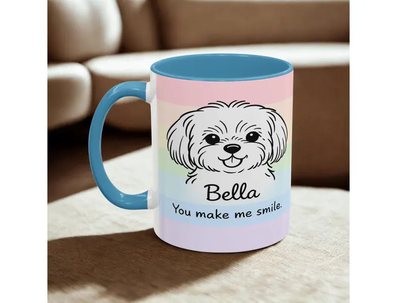 Custom Dog Mug Rainbow, Personalized Dog or Cat Portrait Photo, Memorial Pet Gift