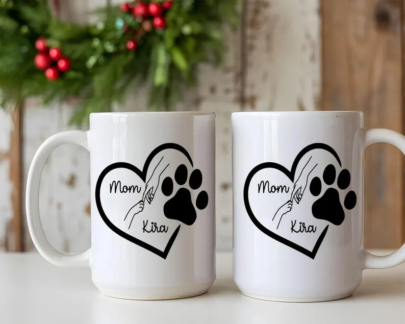 Personalized Dog Mom Mug Custom Pet Name Ceramic Coffee Cup Gift