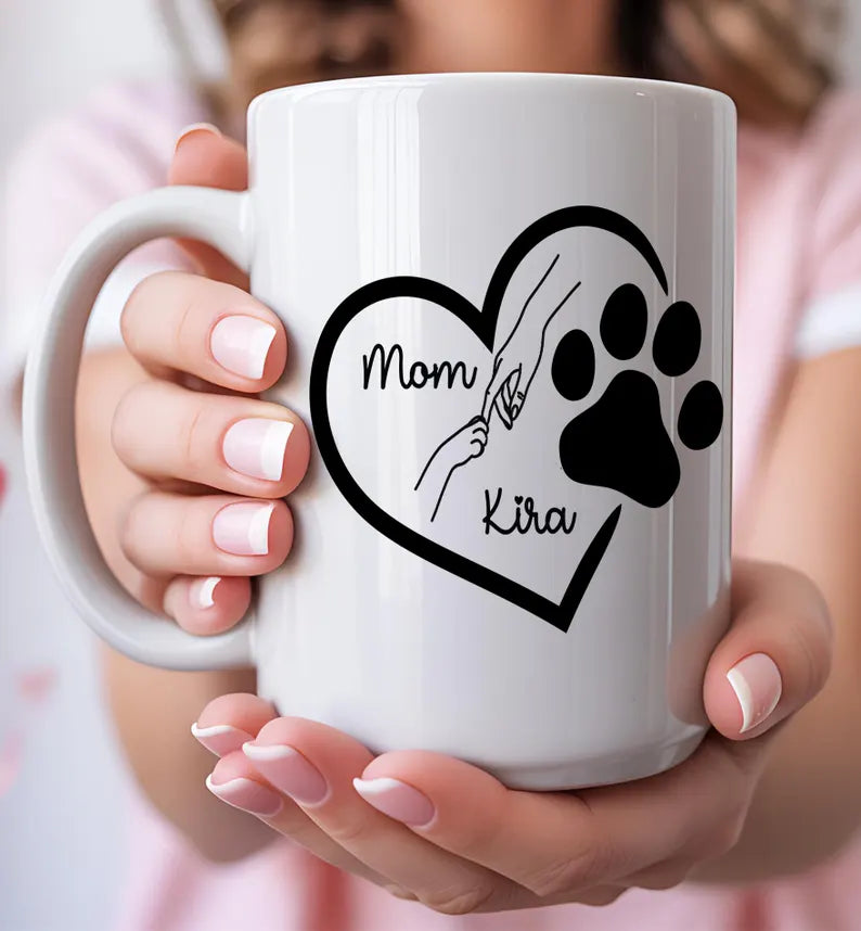 Personalized Dog Mom Mug Custom Pet Name Ceramic Coffee Cup Gift